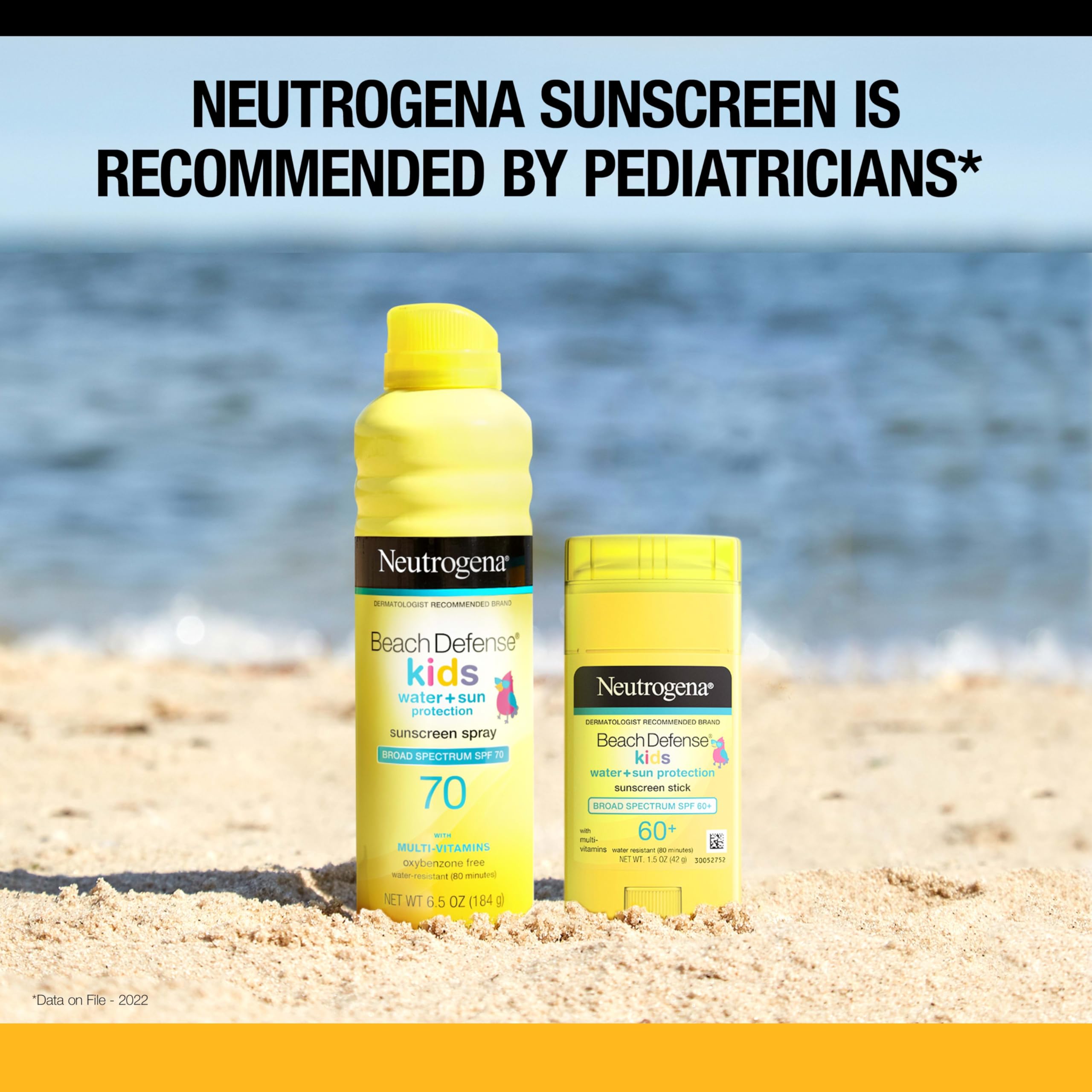 Neutrogena etiqueta con ingredientes, destacado libre de oxybenzone y octinoxato
