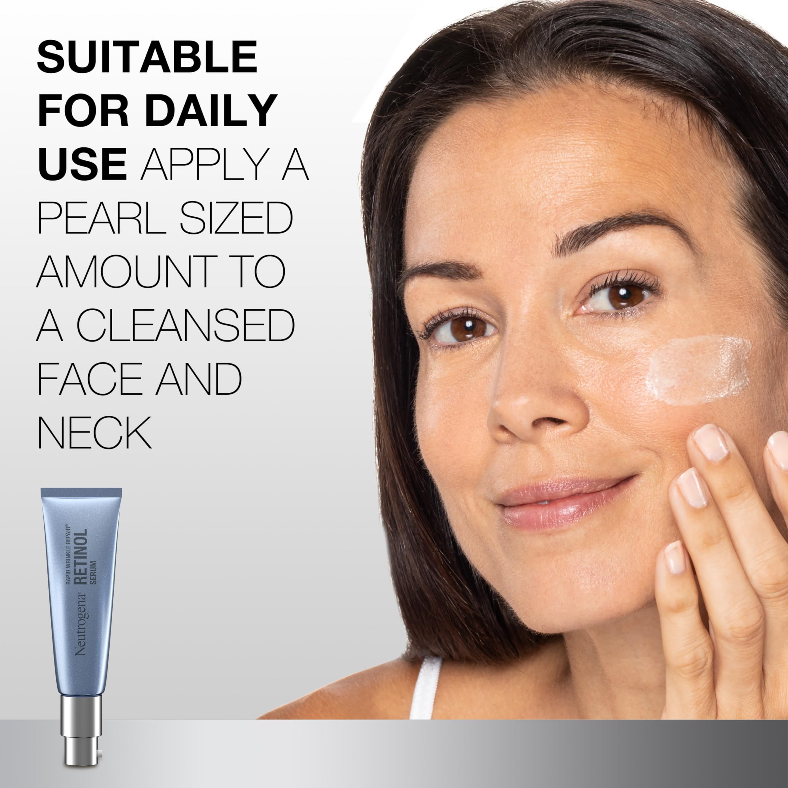 Neutrogena etiqueta de ingredientes destacando retinol SA y ácido hialurónico beneficiosos