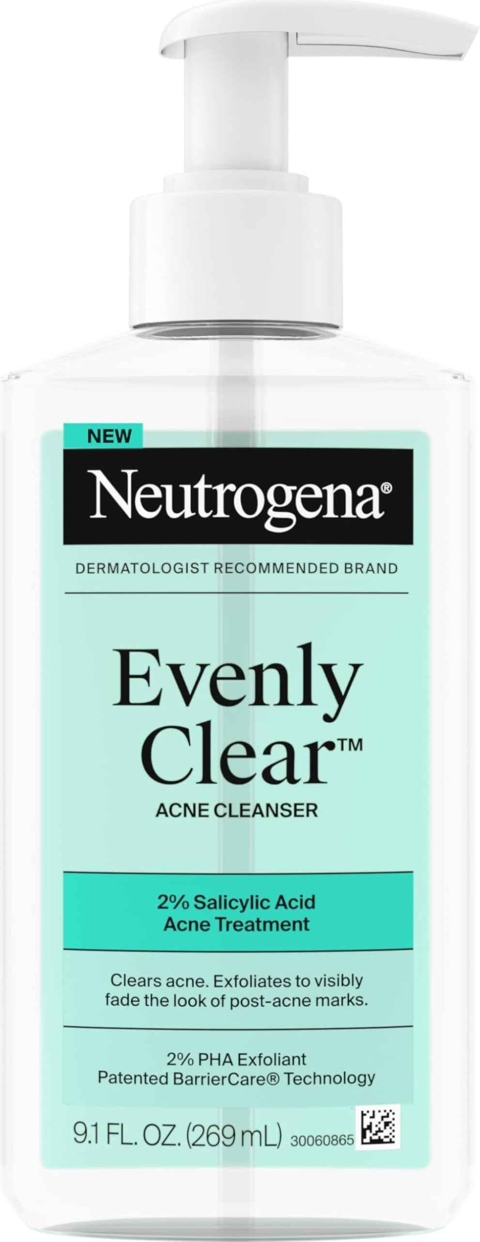 Neutrogena frontal del limpiador mostrando diseño y beneficio limpieza profunda