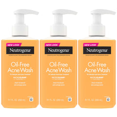Neutrogena frente del pack de tres botellas, conveniente para rutina diaria