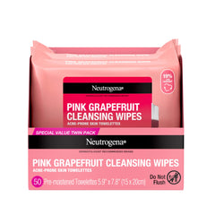 Neutrogena frontal del pack doble mostrando pomelo rosa y conteo, limpieza rápida
