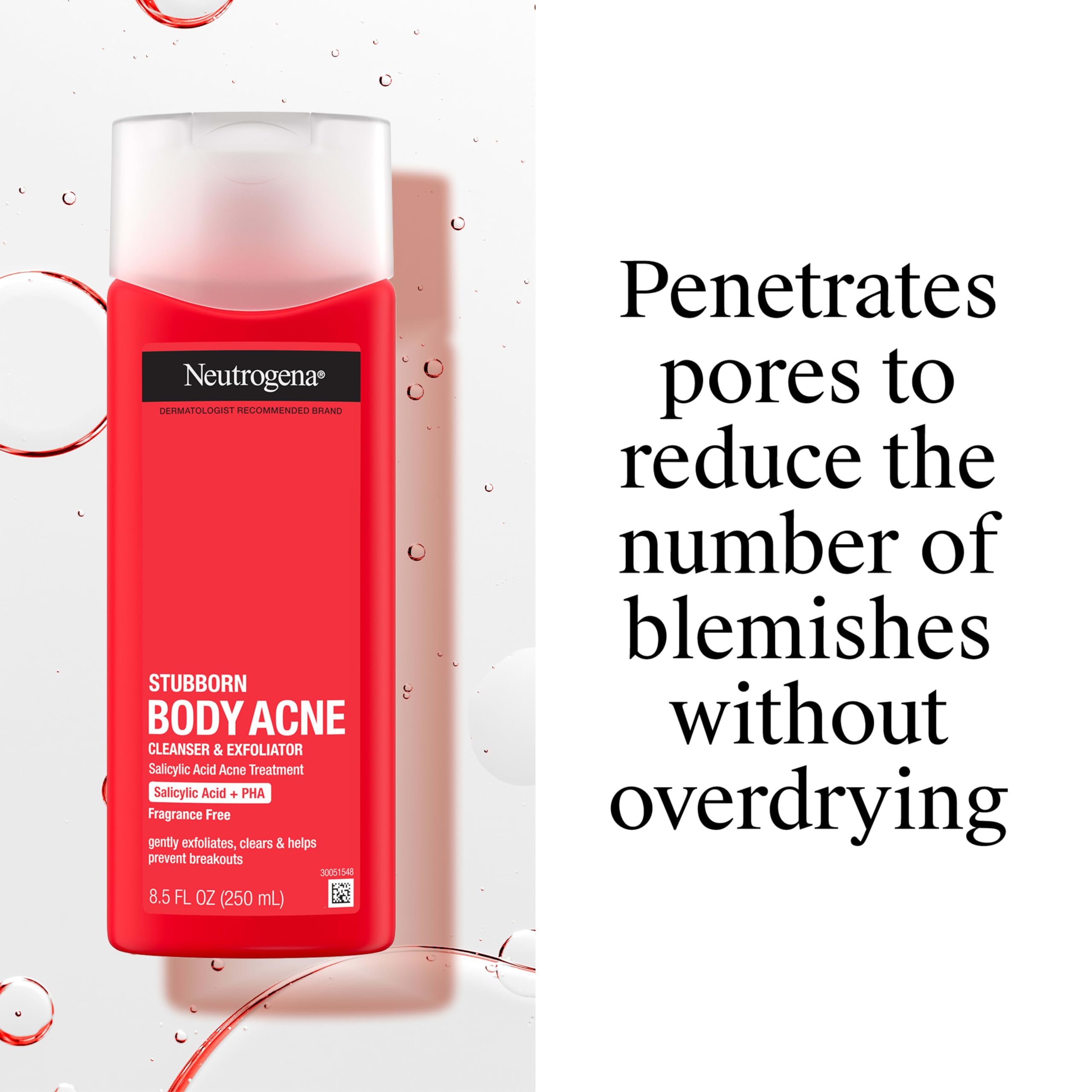 Neutrogena etiqueta de ingredientes resaltando ácido salicílico y PHA