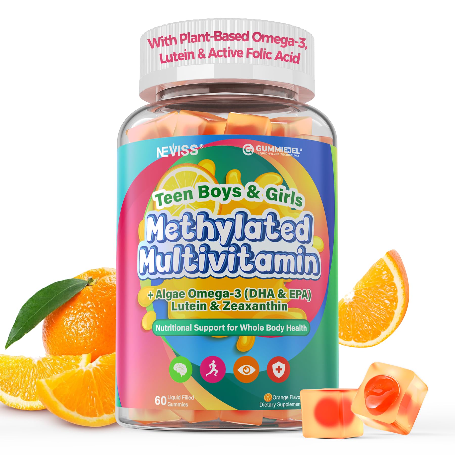 NEVISS frontal del empaque que destaca multivitamínico metilado y beneficios