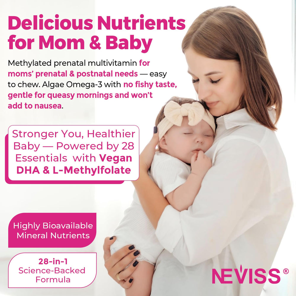 NEVISS ingredientes: algas para DHA, colina y hierro, apoyo cerebral