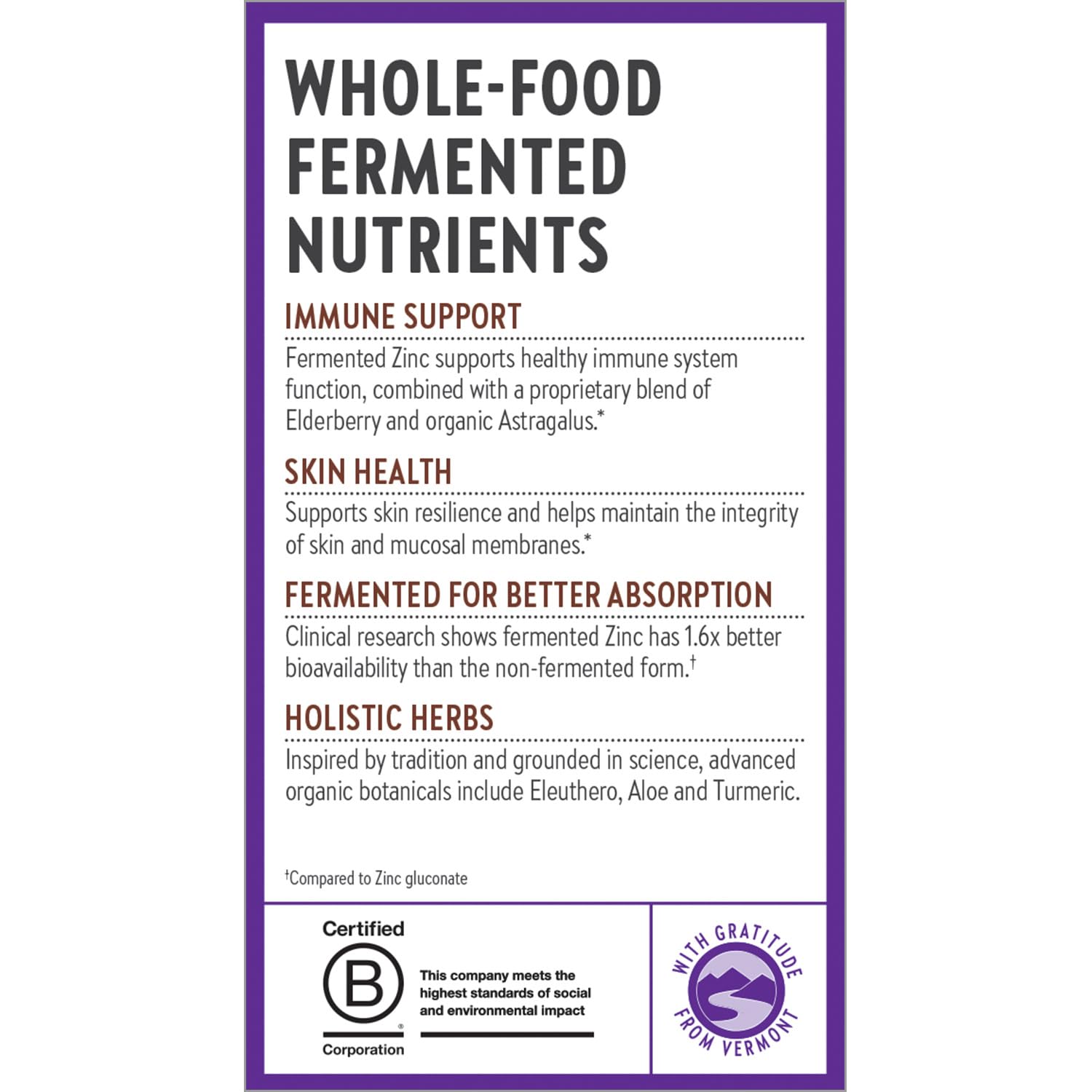 New Chapter etiqueta con sellos Non-GMO y gluten-free de calidad