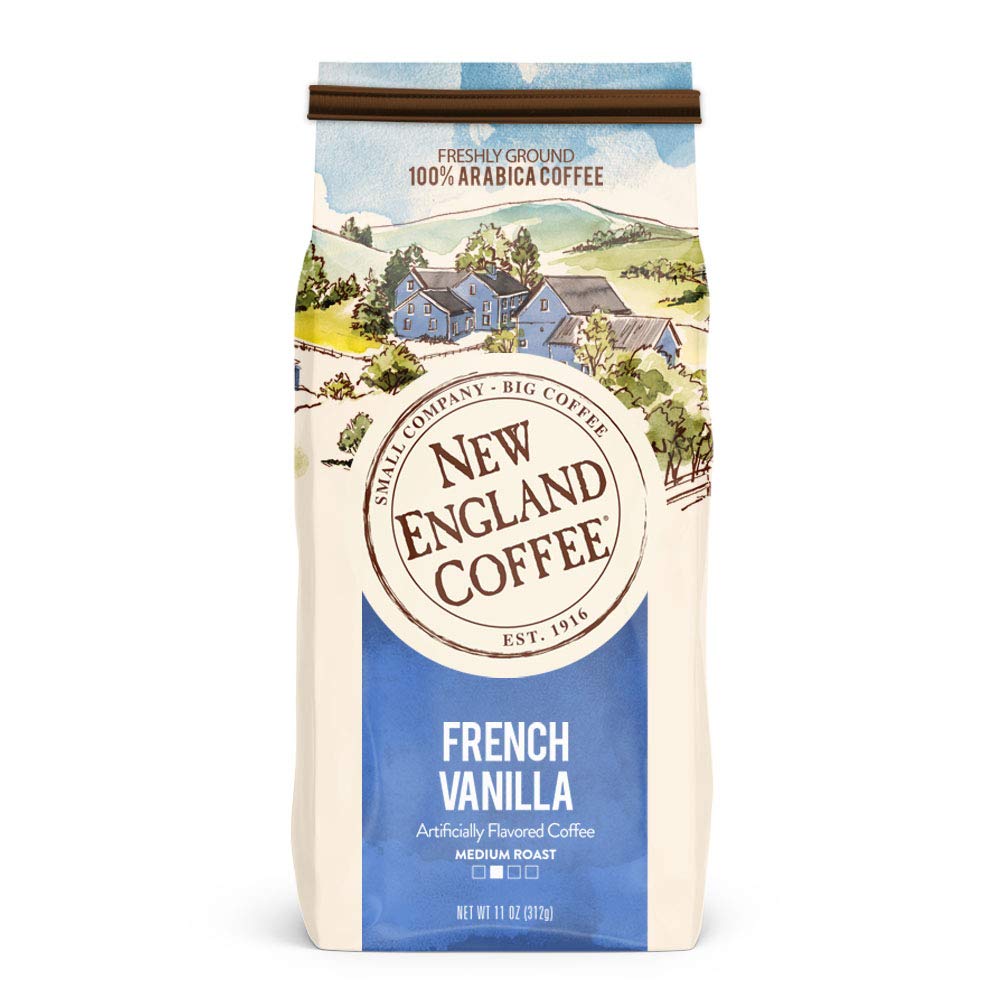 New England Coffee front packaging showing flavor and pack benefits