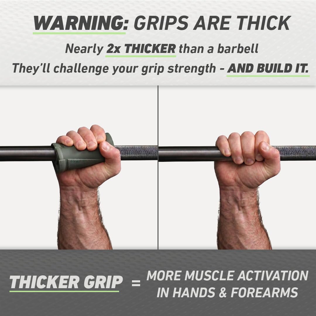 New Growth N-Gage Grips EZ colocado en barra olímpica mejora alineación articular