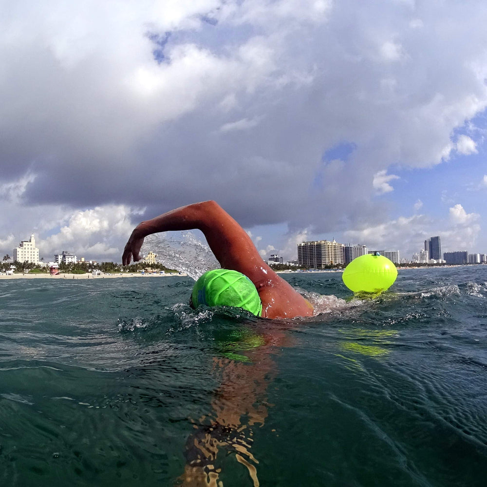 New Wave Swim Bubble etiqueta fluo verde para ser visto desde lejos