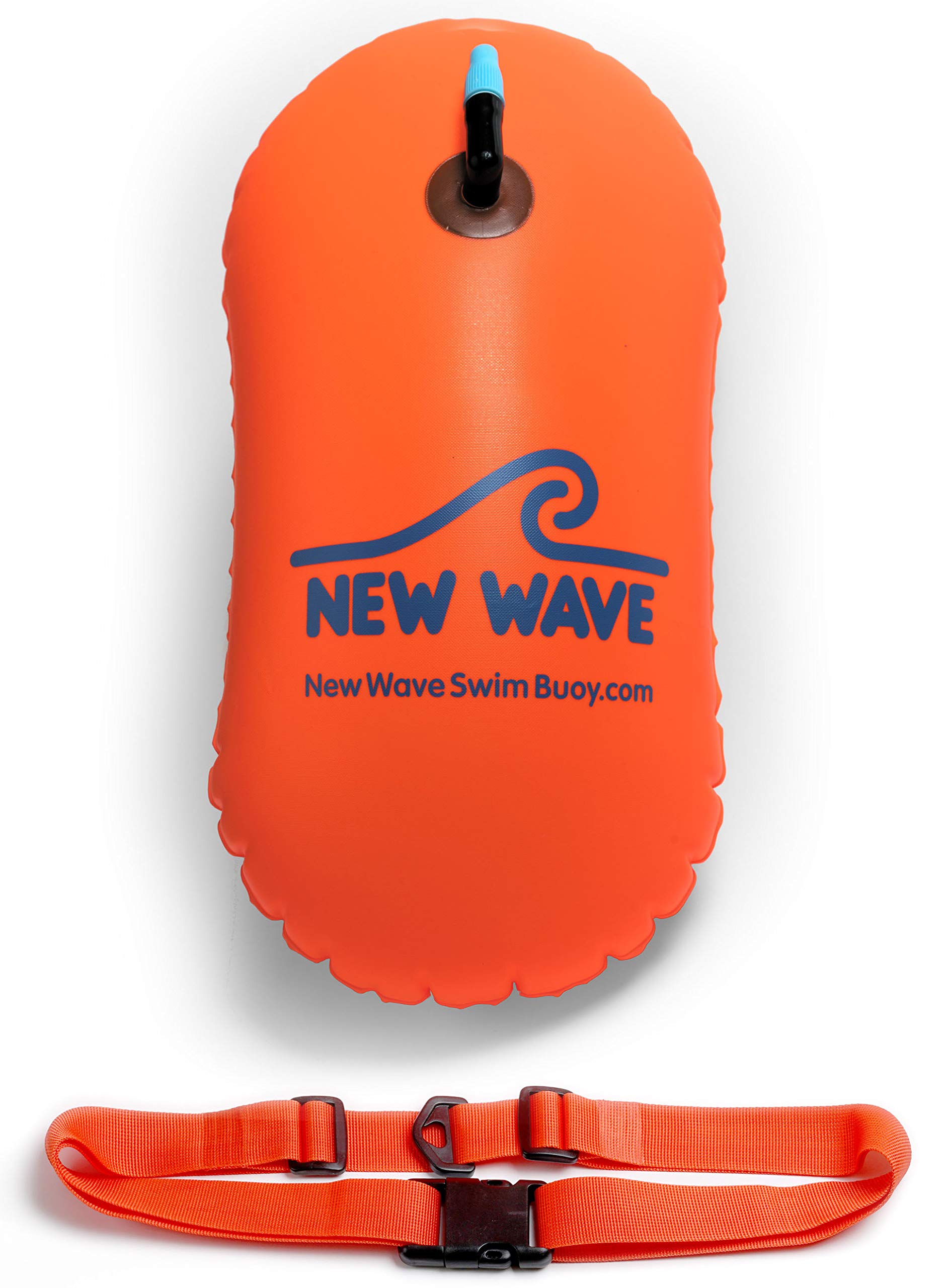 New Wave Swim Bubble frente del empaque mostrando color naranja y ligereza
