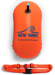 New Wave Swim Bubble frente del empaque mostrando color naranja y ligereza