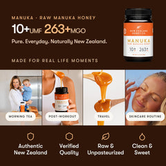New Zealand Honey Co cuchara con manuka y porción lista para usar