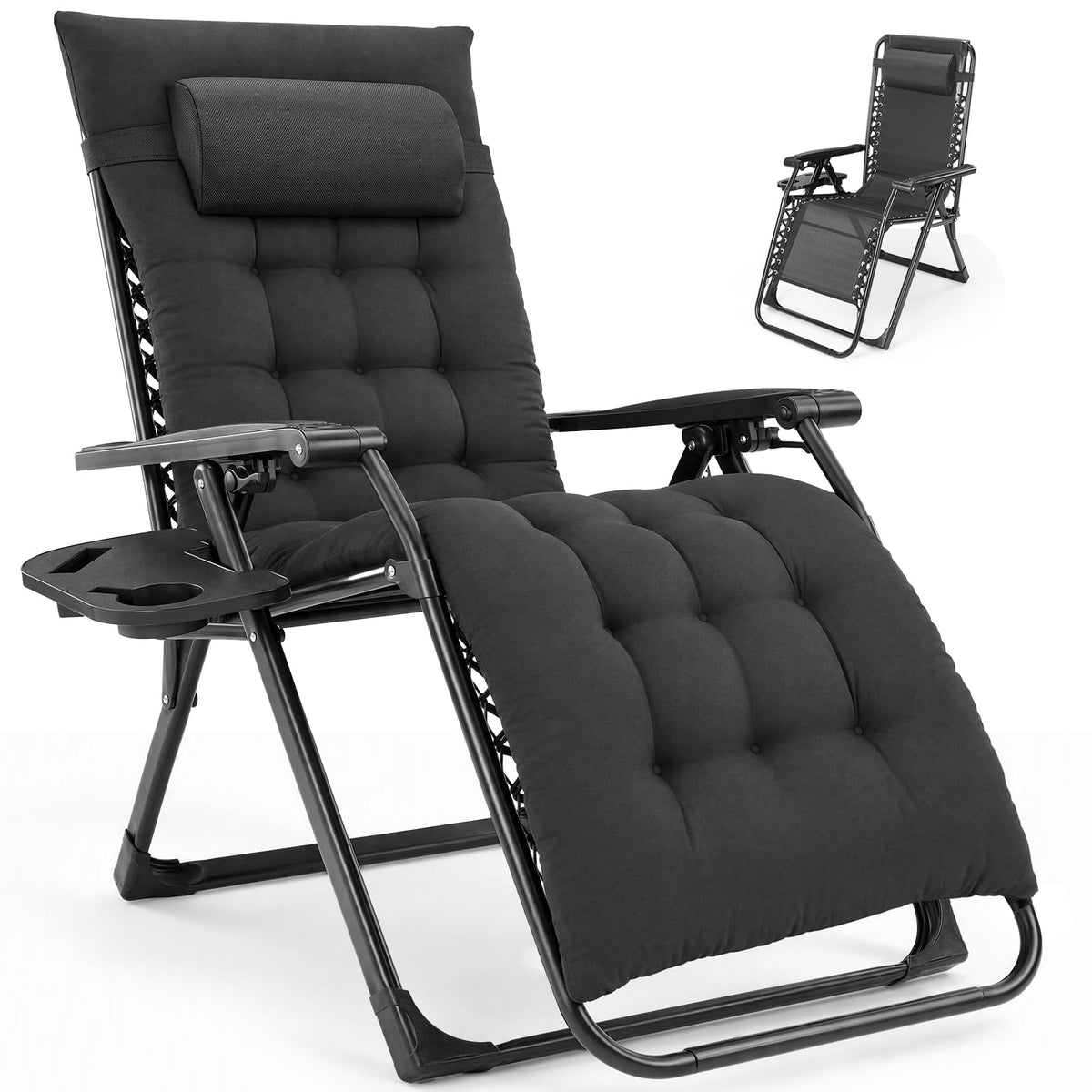 NEWBULIG front view of zero gravity chair showing sturdy frame and ergonomic design