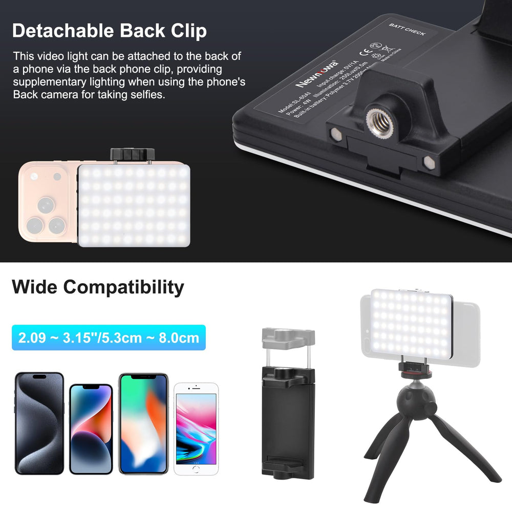 Newmowa luz en uso para selfie con rostro claramente iluminado