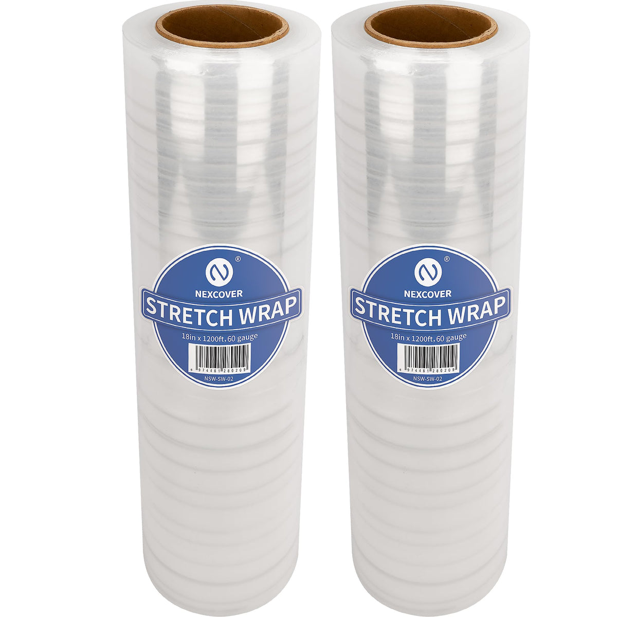 NEXCOVER rollo frontal mostrando ancho y longitud, garantiza embalaje seguro