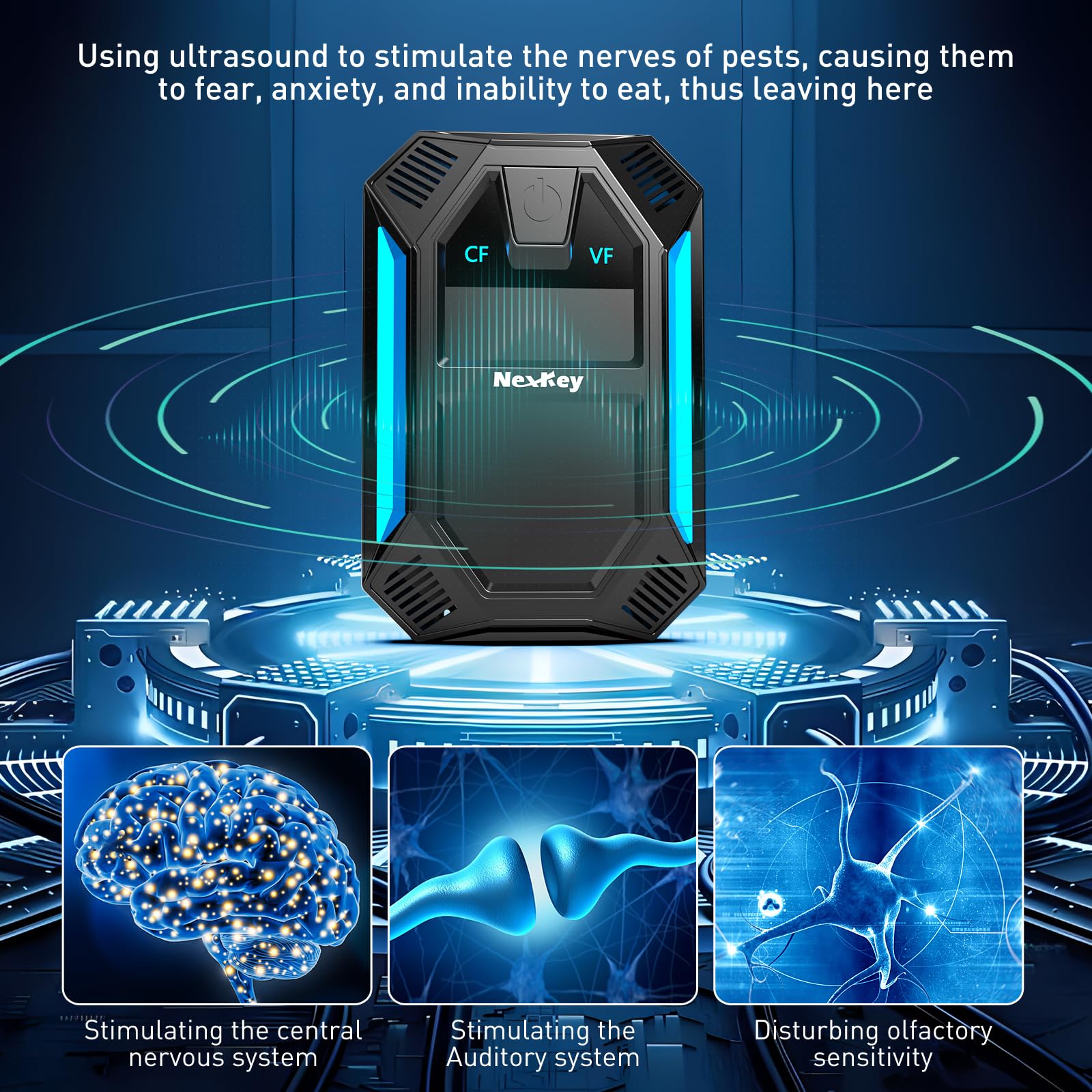 NexKey unidad enchufada en cocina evidenciando protección sin químicos ni olores