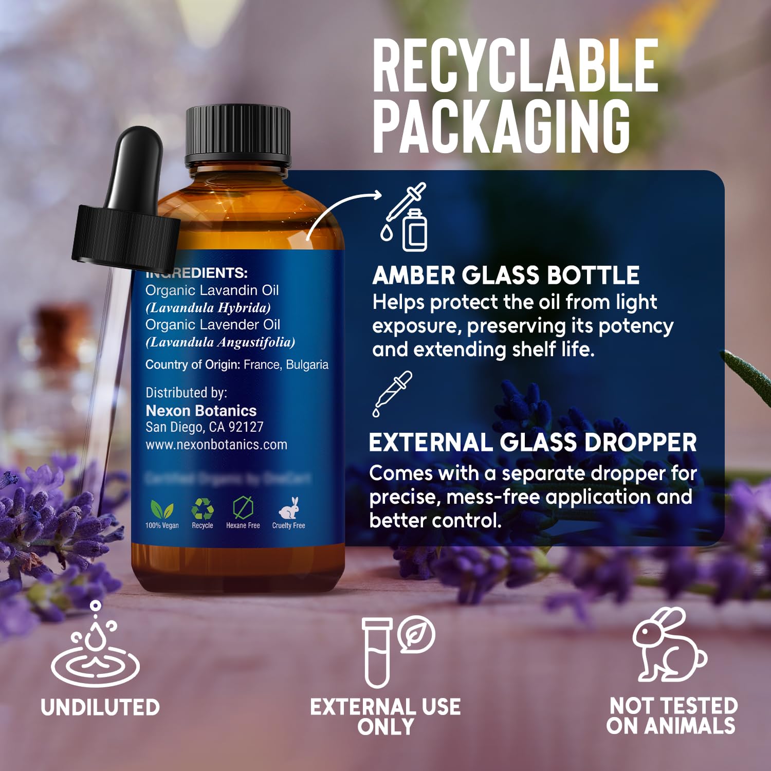 Nexon Botanics comparación de tamaño 30 ml para referencia de conservación