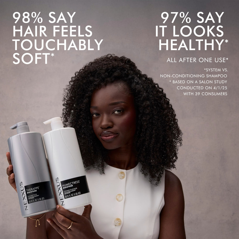 Nexxus comparación de tamaño de las botellas 33.8 oz para valor y duración