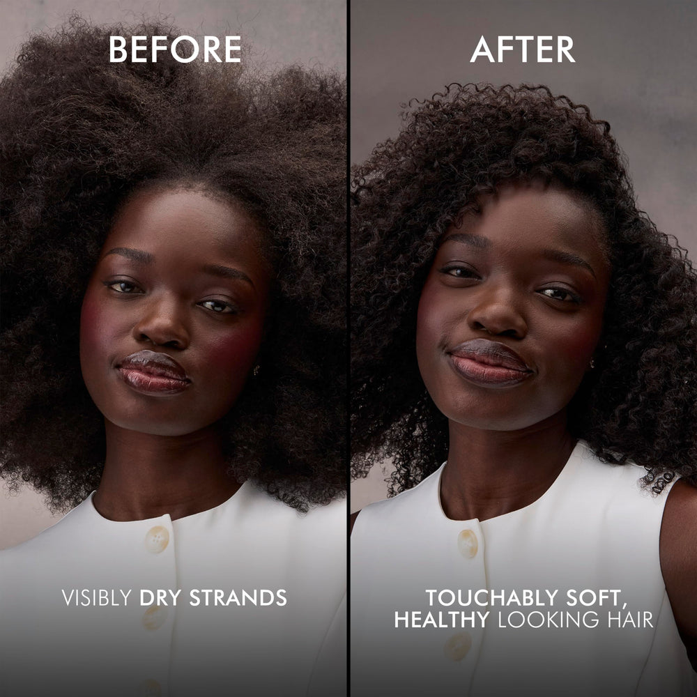 Nexxus Humectress puntas de cabello suavizadas mostrando reducción de frizz