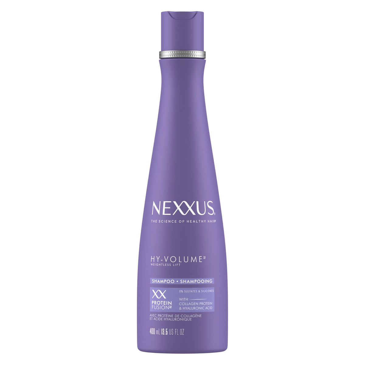 Nexxus envase frontal del champú mostrando tamaño y fórmula ligera