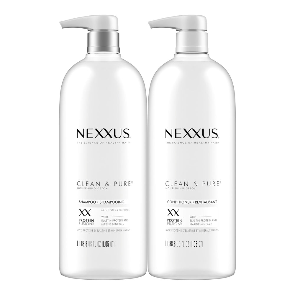 Nexxus pack frontal mostrando shampoo y acondicionador beneficio detox