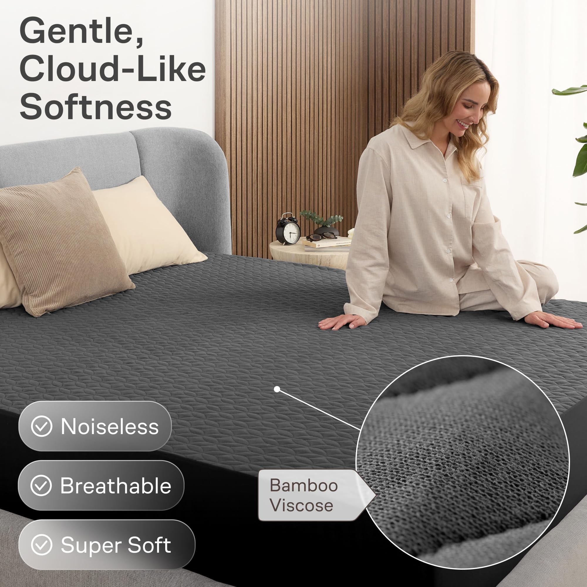 Niagara Sleep Solution protector colocado en colchón demostrando ajuste profundo