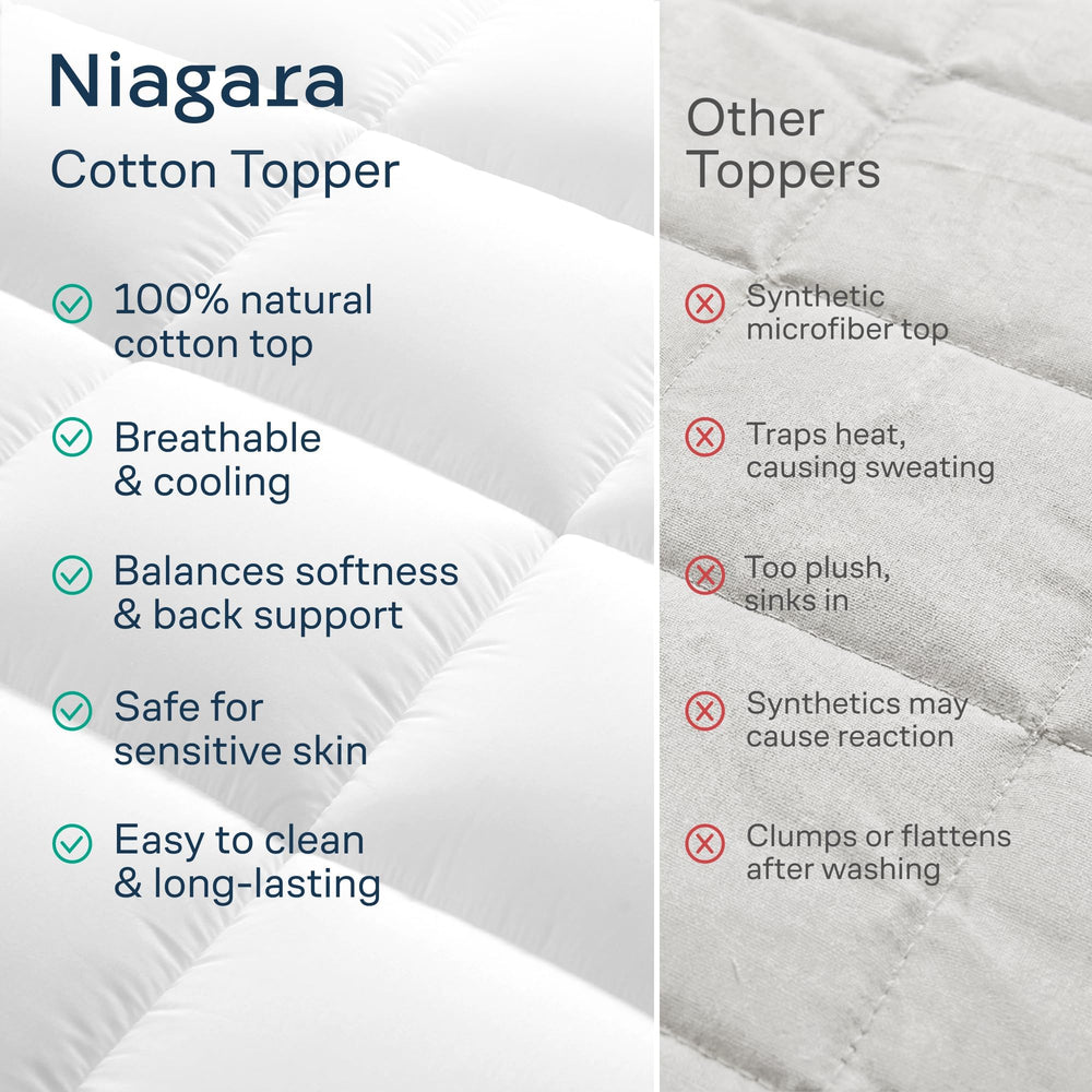 Niagara Sleep Solution etiqueta con instrucciones de lavado y mantenimiento