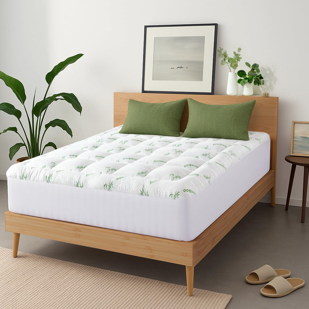 Niagara Sleep Solution topper en dormitorio estilizado mostrando aspecto y frescura
