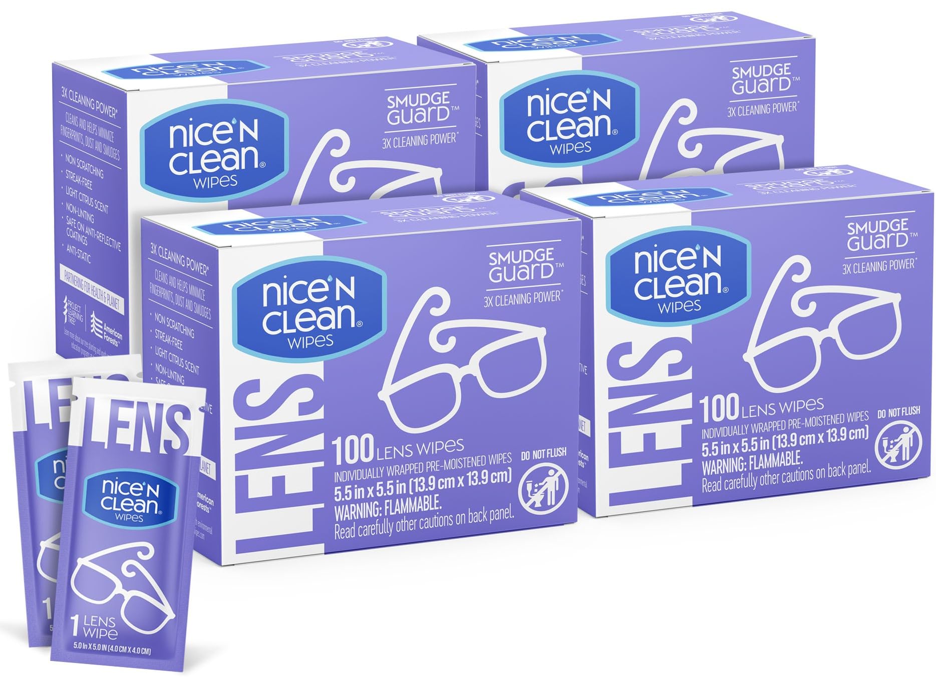 Nice 'N CLEAN frente del paquete mostrando la marca y beneficios