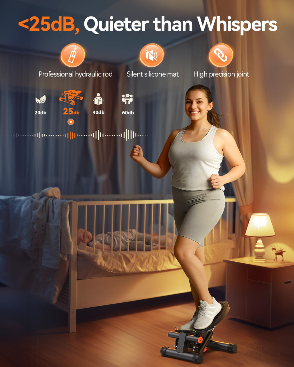 Niceday steppers comparación tamaño junto a silla para ver escala compacta