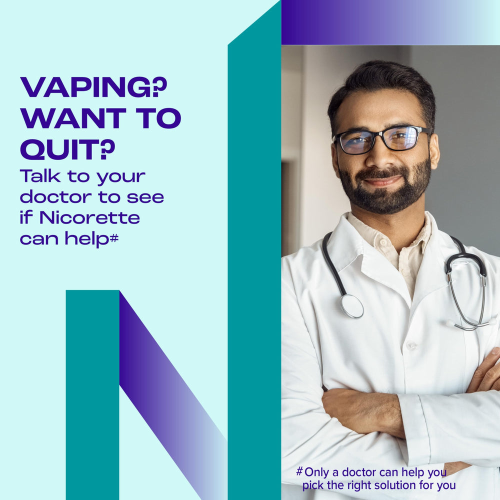 Nicorette chicle en uso como alternativa al cigarrillo para controlar antojos