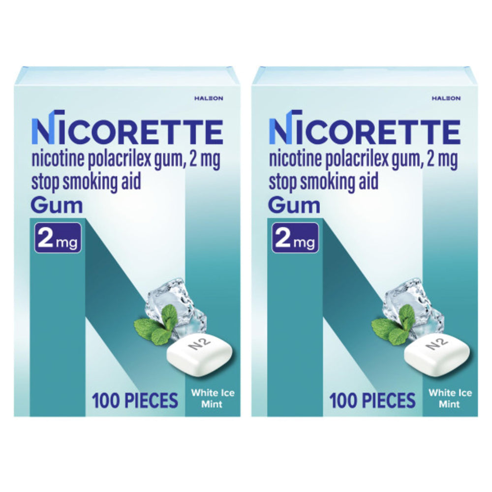 Nicorette frente del empaque mostrando 200 unidades y facilidad de uso