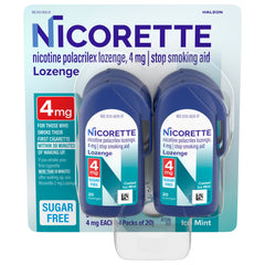 Nicorette frente del empaque mostrando 4 paquetes y beneficio portable