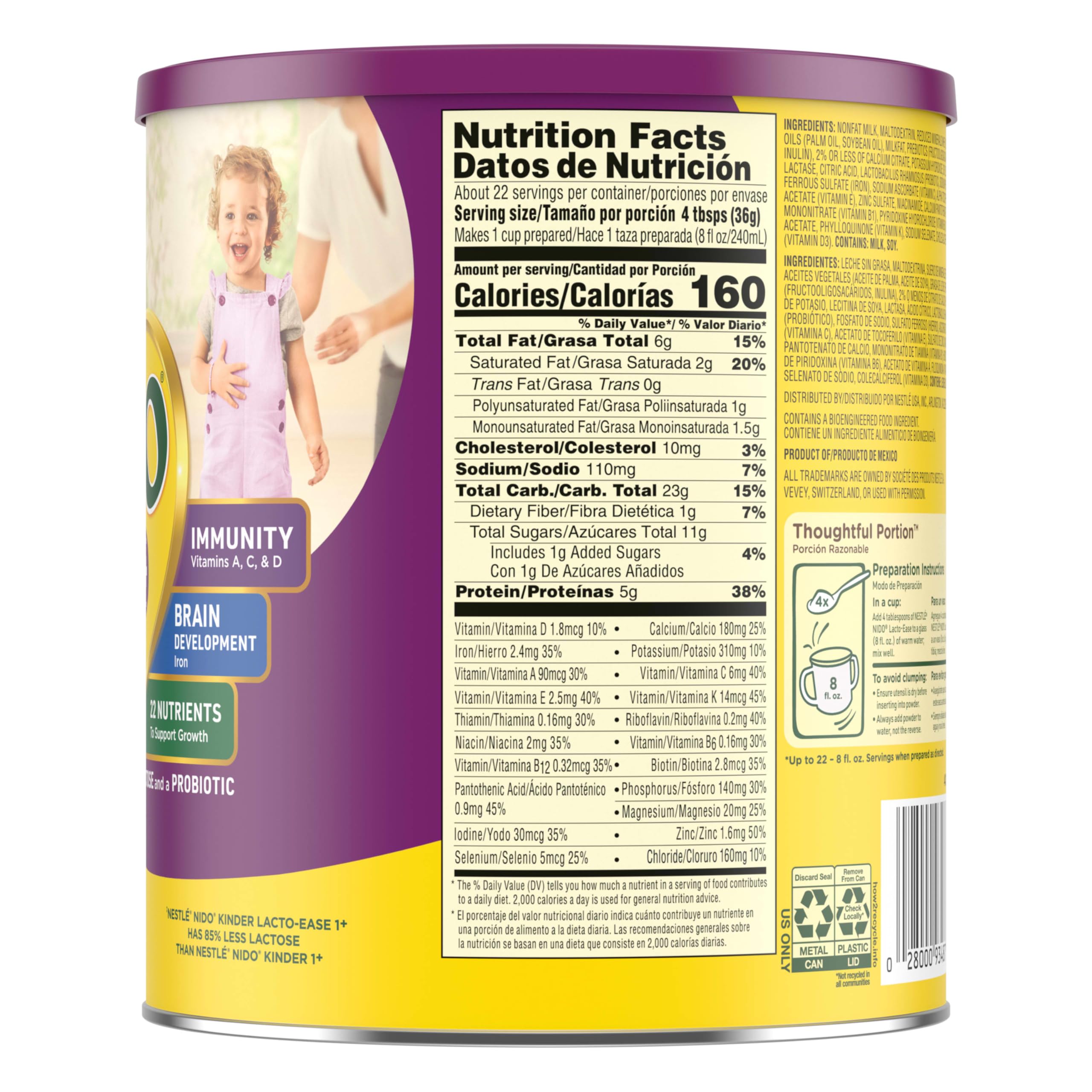 Nido vaso con bebida preparada, fácil y nutritiva para niños