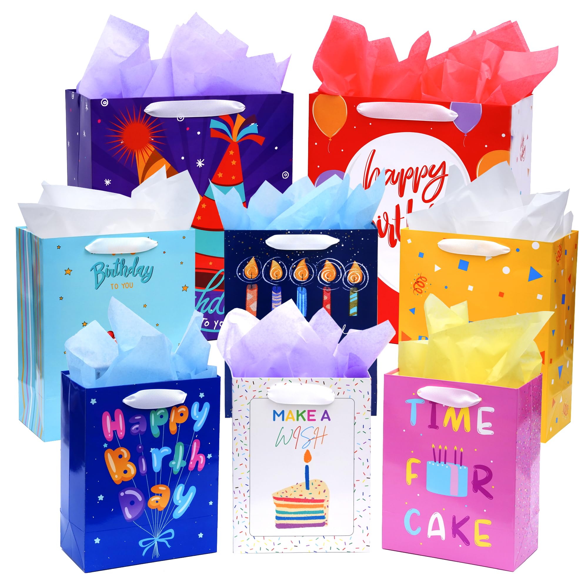 Nihuecne vista frontal del paquete de ocho bolsas, presentación lista para regalo