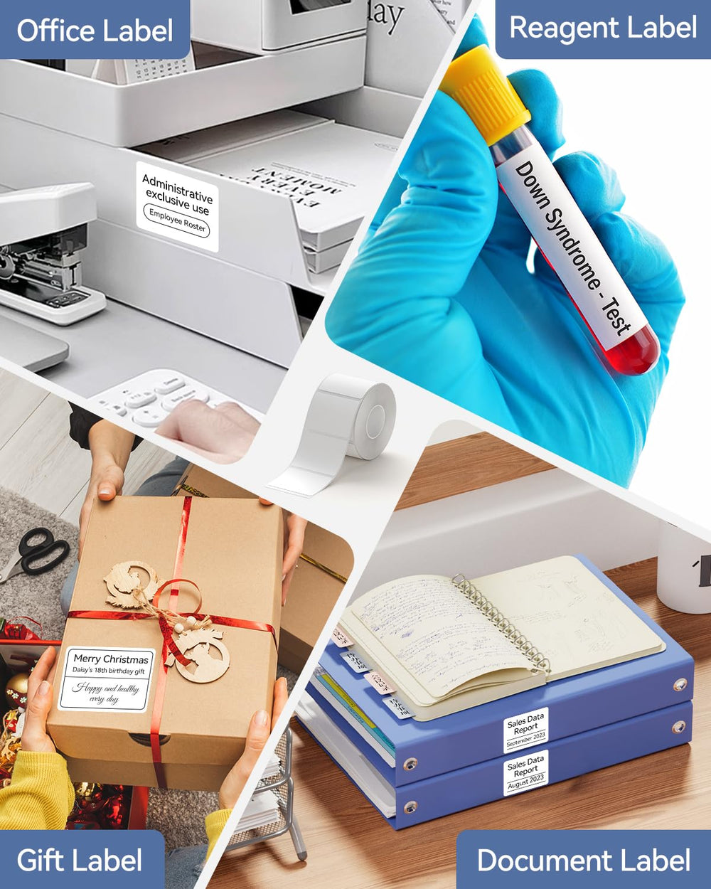 NIIMBOT etiqueta pegada en caja mostrando adhesión resistente y legibilidad