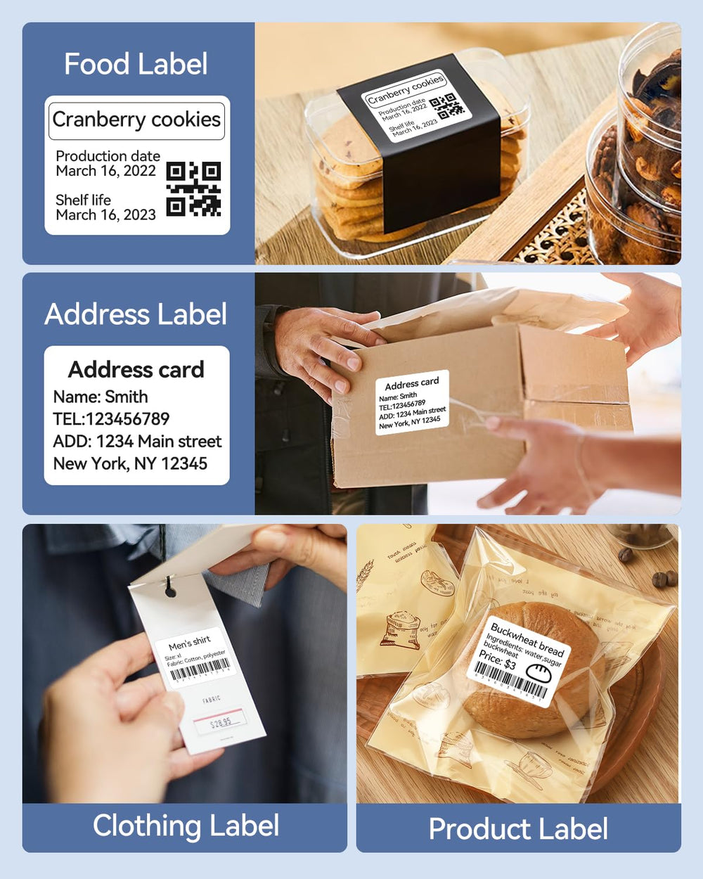 NIIMBOT etiqueta al lado de una tarjeta para comparar tamaño 50×30 mm