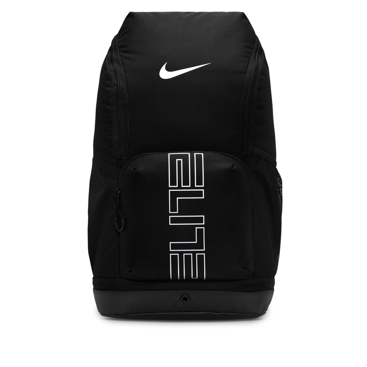 Nike mochila Varsity Elite vista frontal con almacenamiento visible y estilo urbano