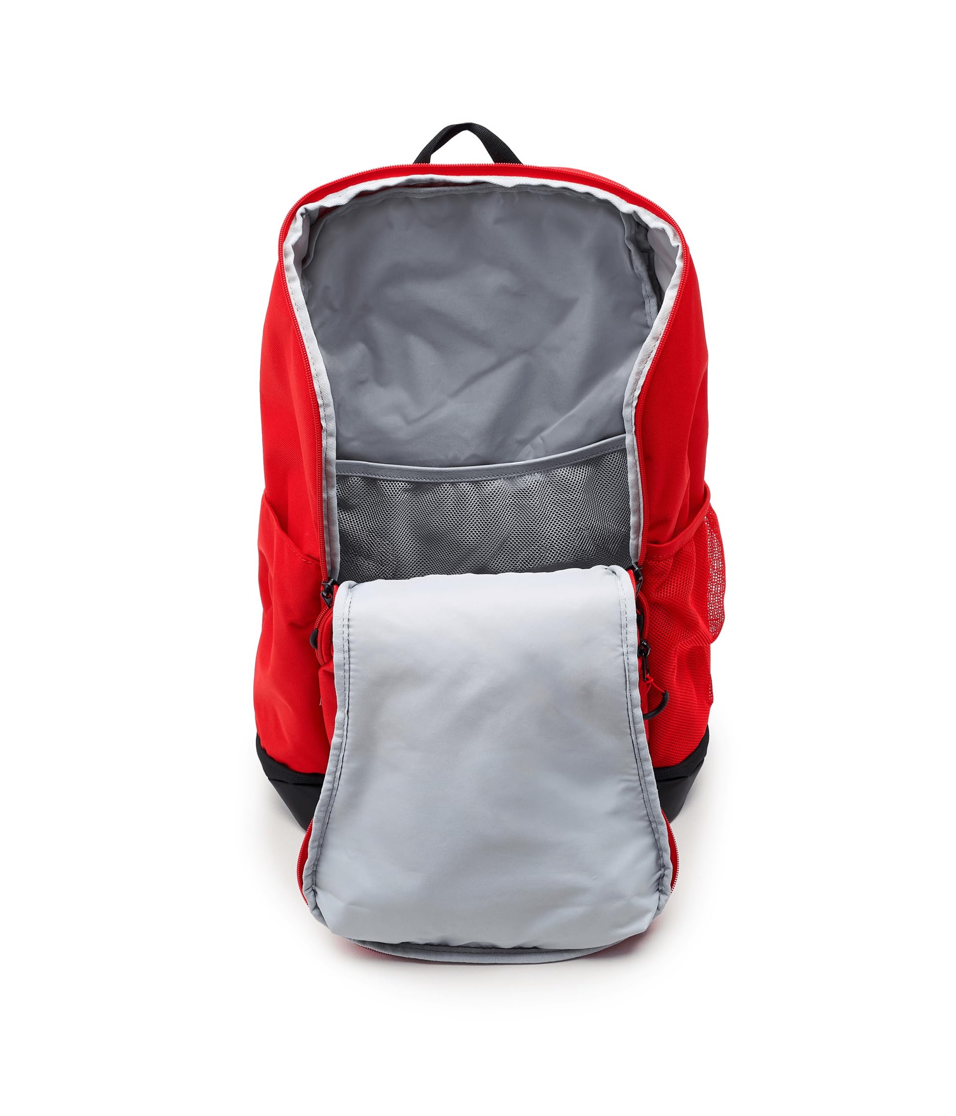 Nike mochila junto a una maleta para comparar tamaño y mostrar funda para trolley