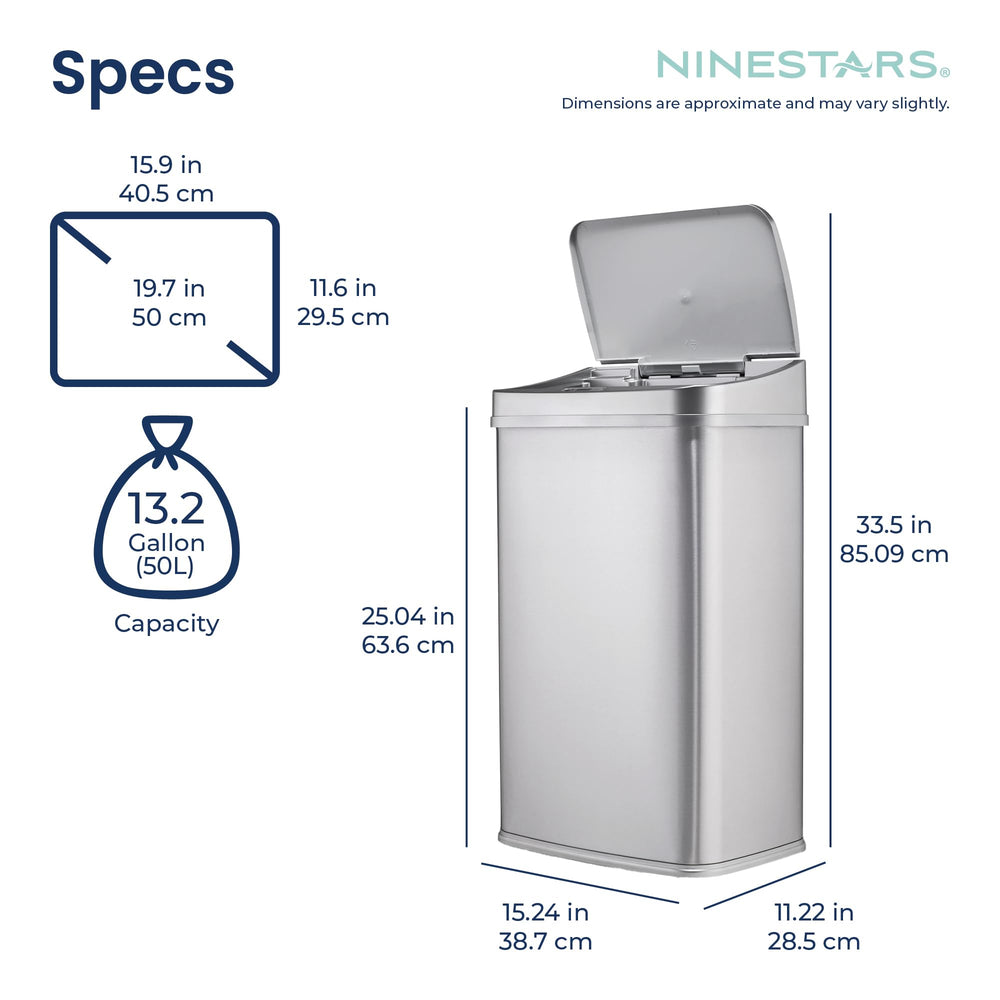 Ninestars papelera junto a isla de cocina para comparar escala y optimizar espacio