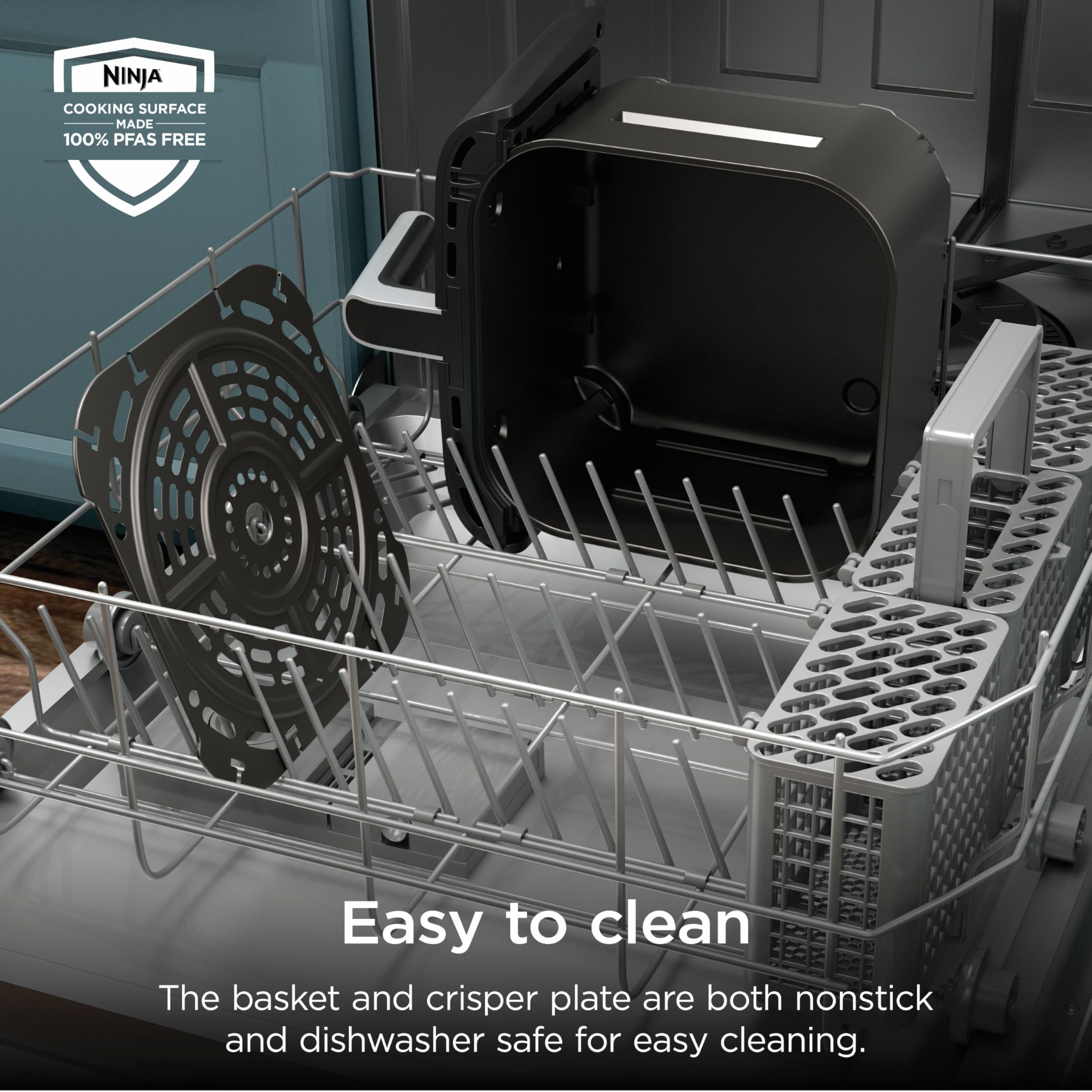 Ninja AF141 caja abierta con recetario y accesorios para empezar a cocinar