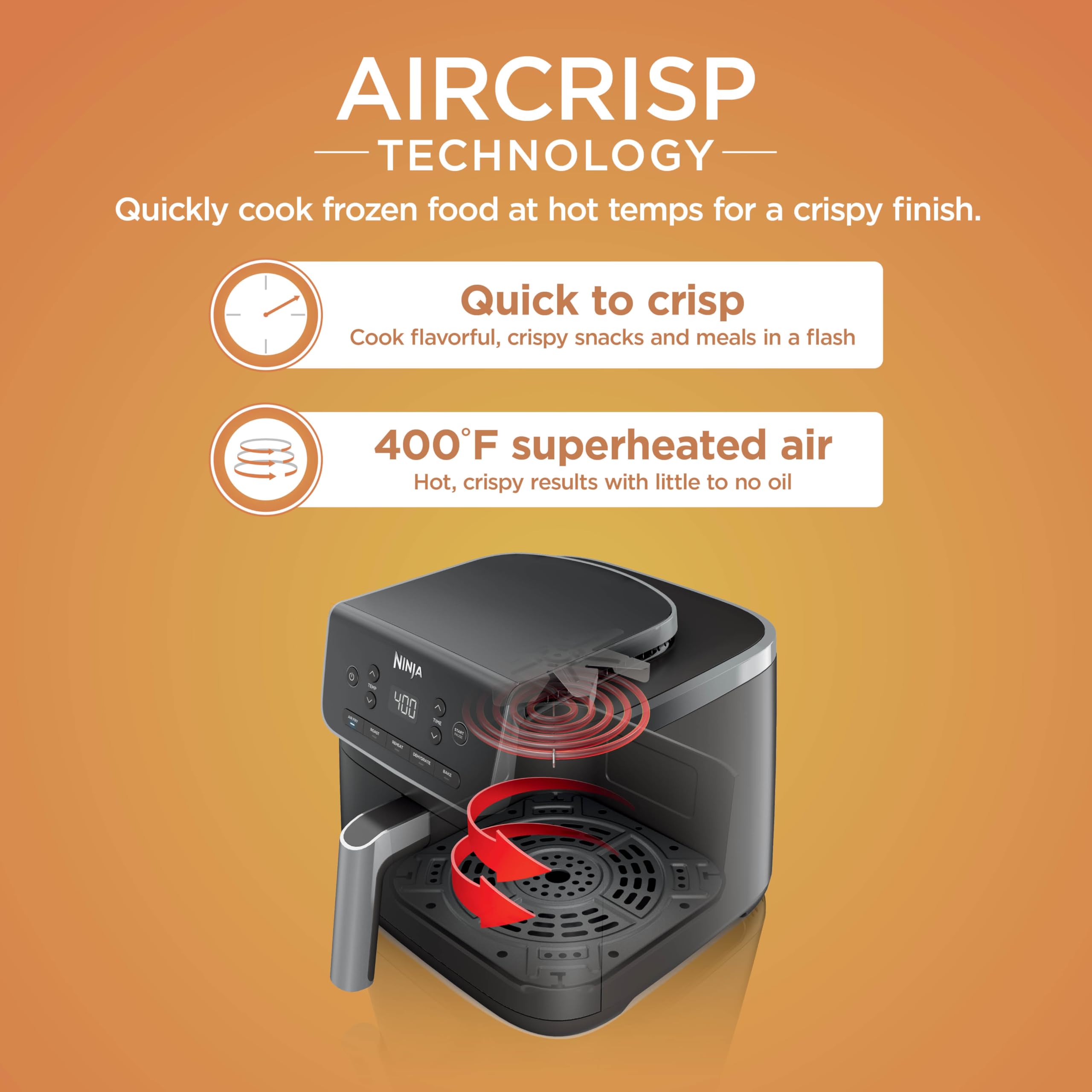 Ninja crisper plate detalle antideslizante para dorar y fácil limpieza