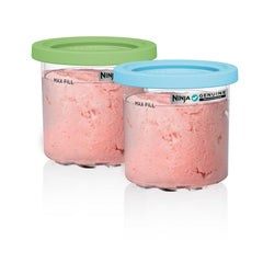 Ninja CREAMi frentes de pints mostrando packaging y colores lime y aqua para organización