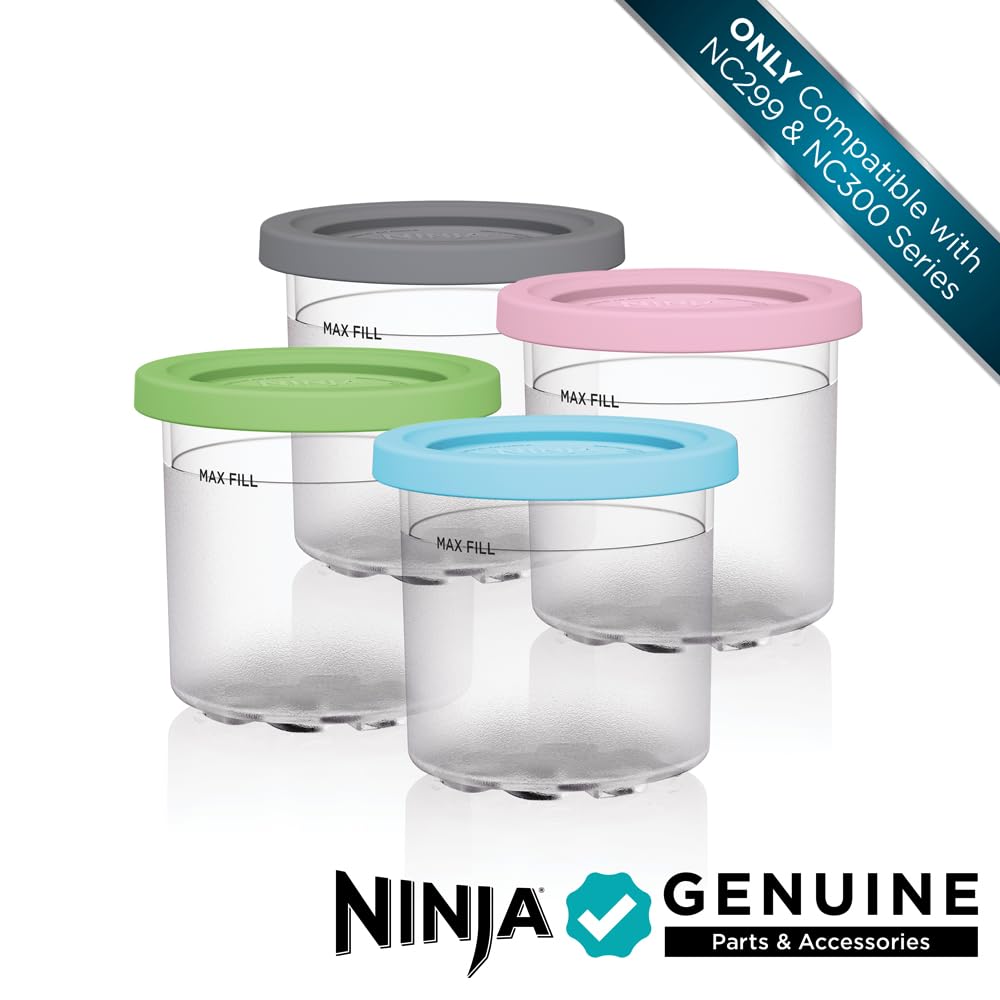 Ninja CREAMi tapas aqua lima rosa gris que facilitan identificación rápida