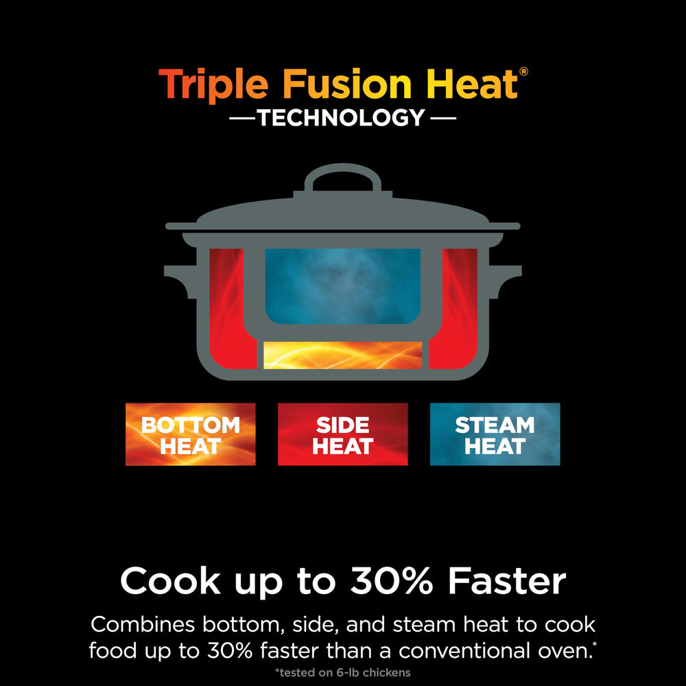 Ninja cubeta dentro de horno para terminar platos hasta 500°F