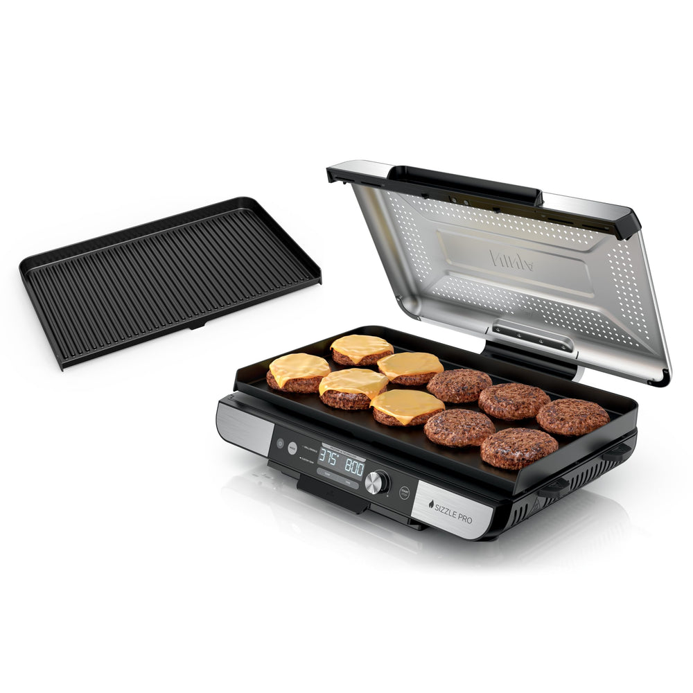 Ninja Sizzle Pro XL frente mostrando diseño plateado y controles, mayor capacidad