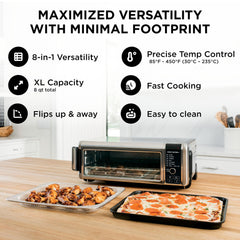 Ninja SP101 interior y accesorios incluidos para cocinar pizza, pollo y tostar fácilmente