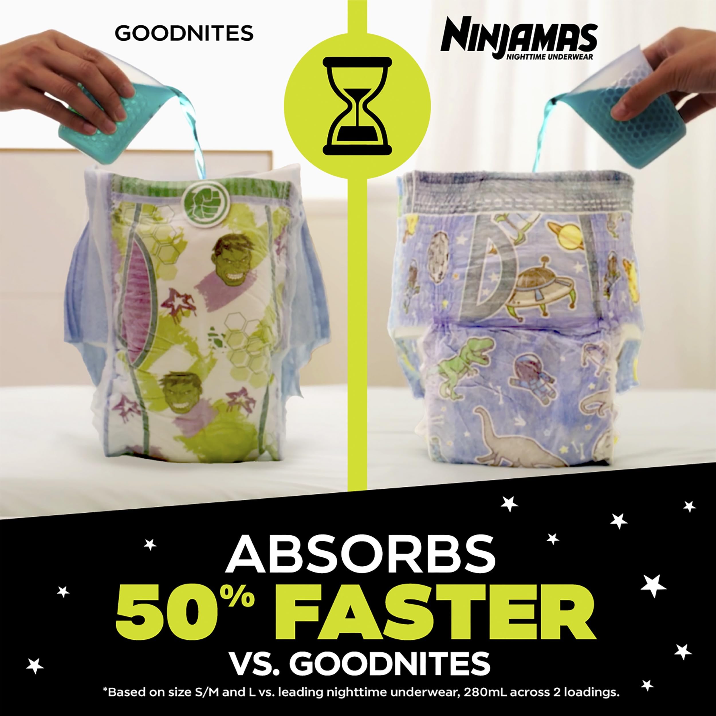 Ninjamas envase abierto con varias unidades visibles, vista del contenido