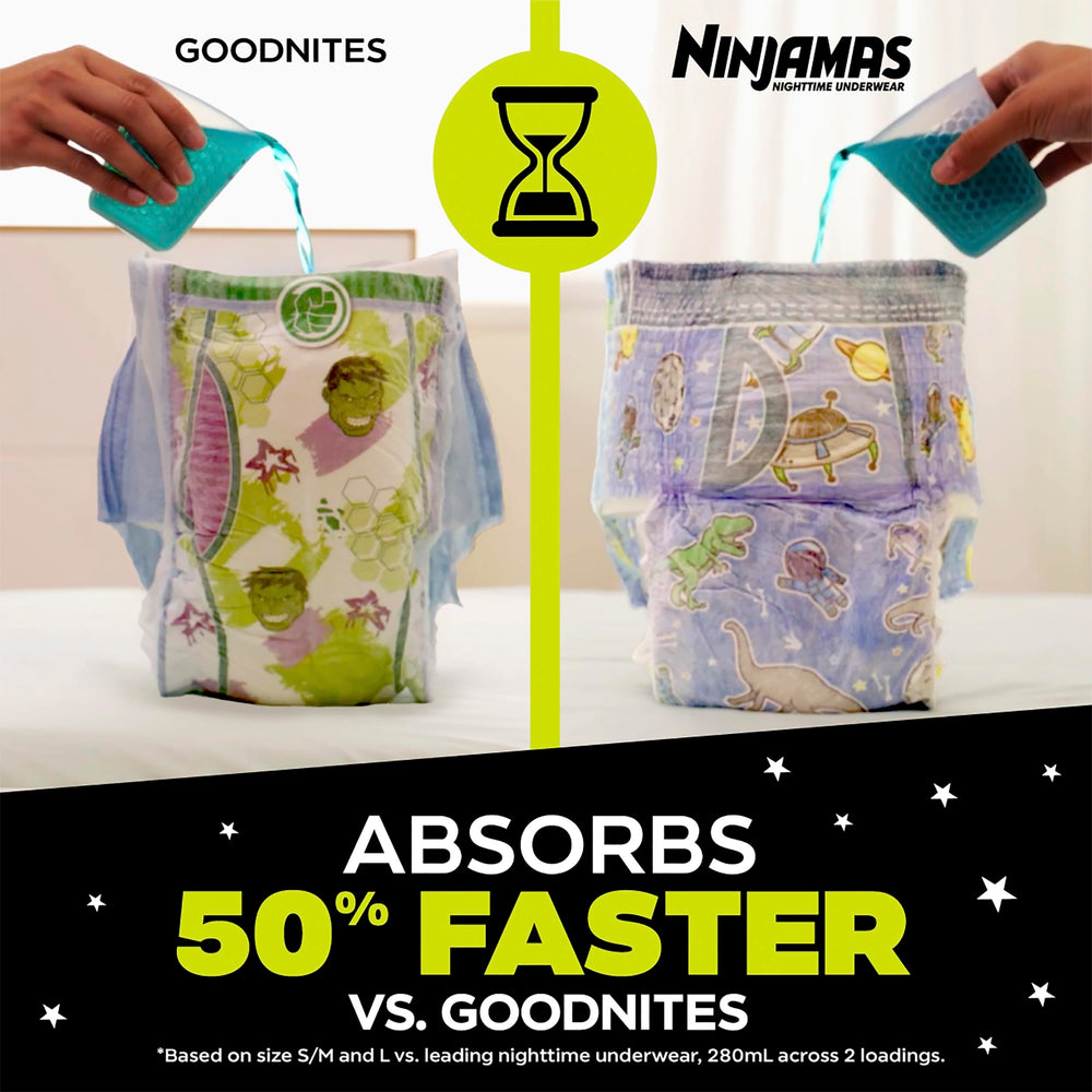 Ninjamas envase abierto con varias unidades visibles, vista del contenido