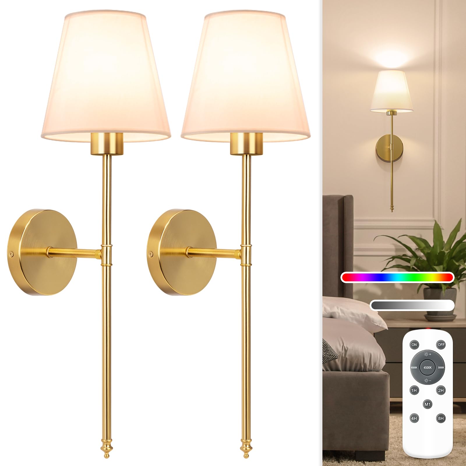 NIORSUN aplique frontal dorado, aporta elegancia y luz sin cables