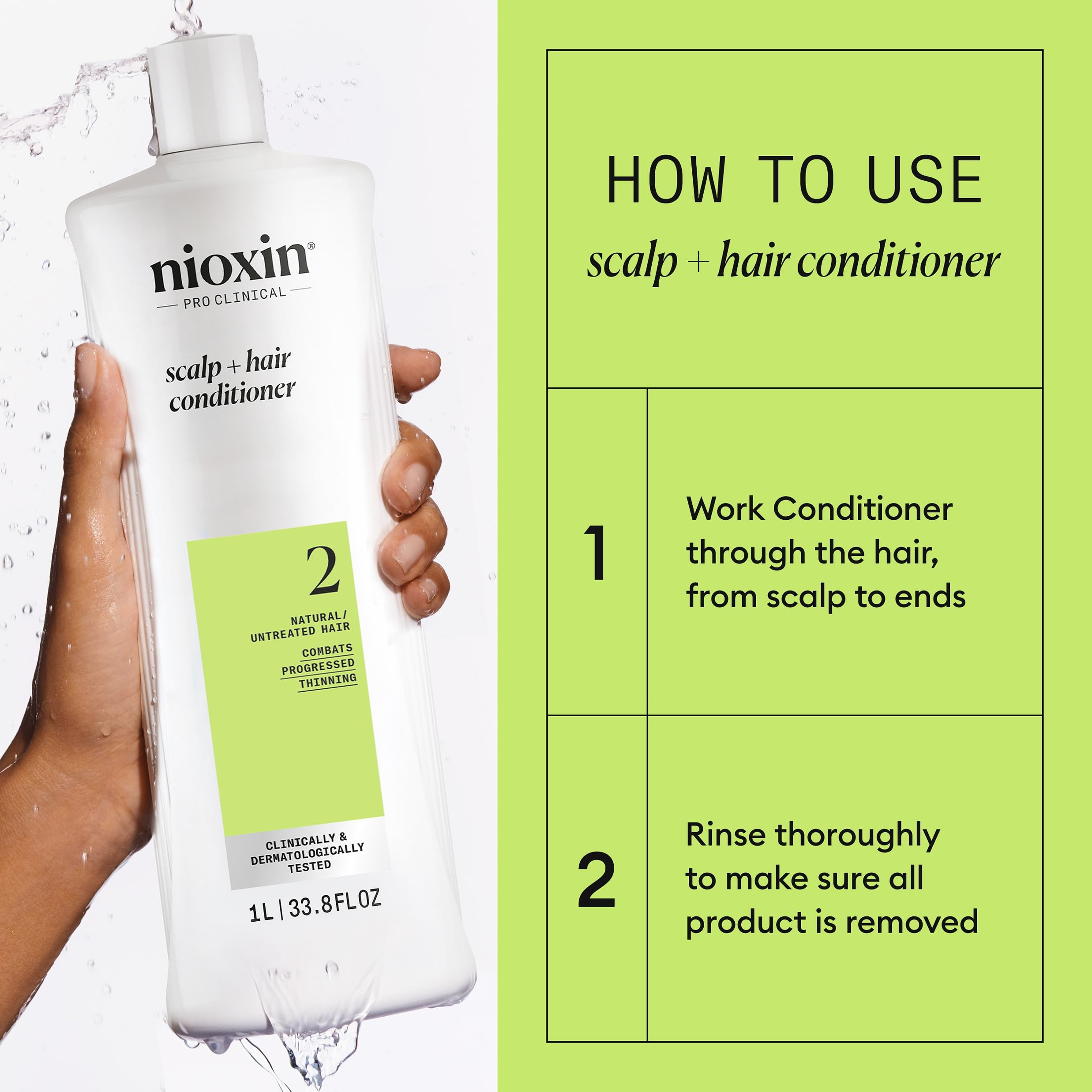 NIOXIN comparación antes y después mostrando mayor apariencia de grosor
